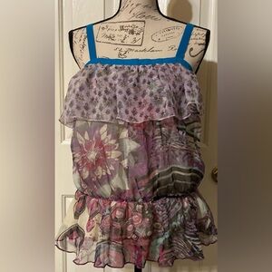 Ladies Size Small Farinelli Ruffled Tank Top